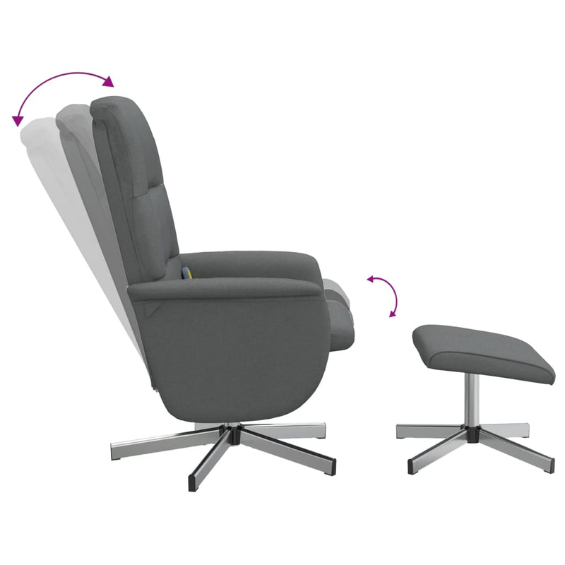vidaXL Massage Recliner Chair with Footstool Dark Grey Fabric