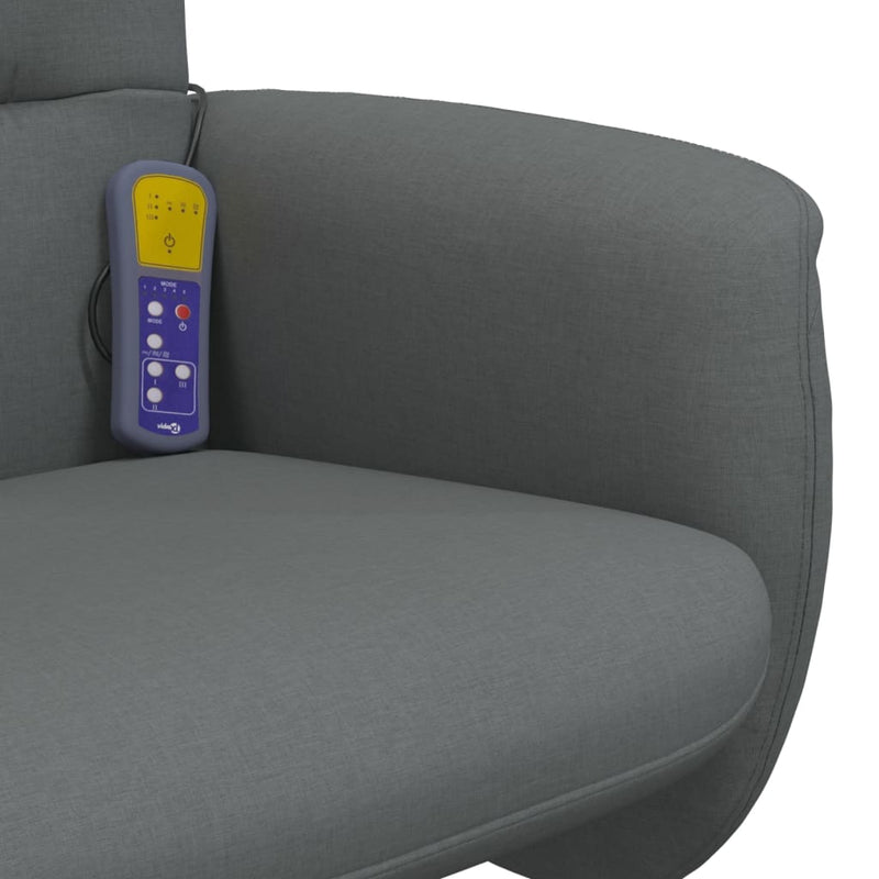 vidaXL Massage Recliner Chair with Footstool Dark Grey Fabric