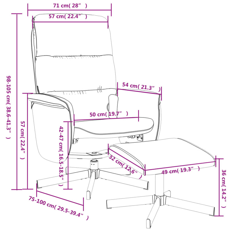 vidaXL Massage Recliner Chair with Footstool Dark Grey Fabric