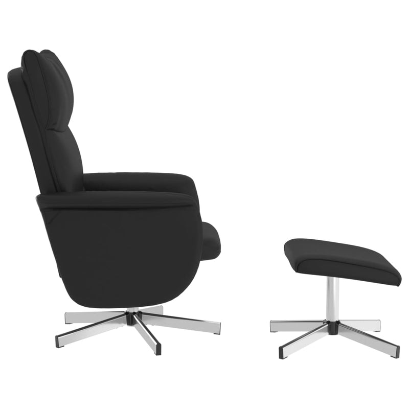 vidaXL Massage Recliner Chair with Footstool Black Faux Leather