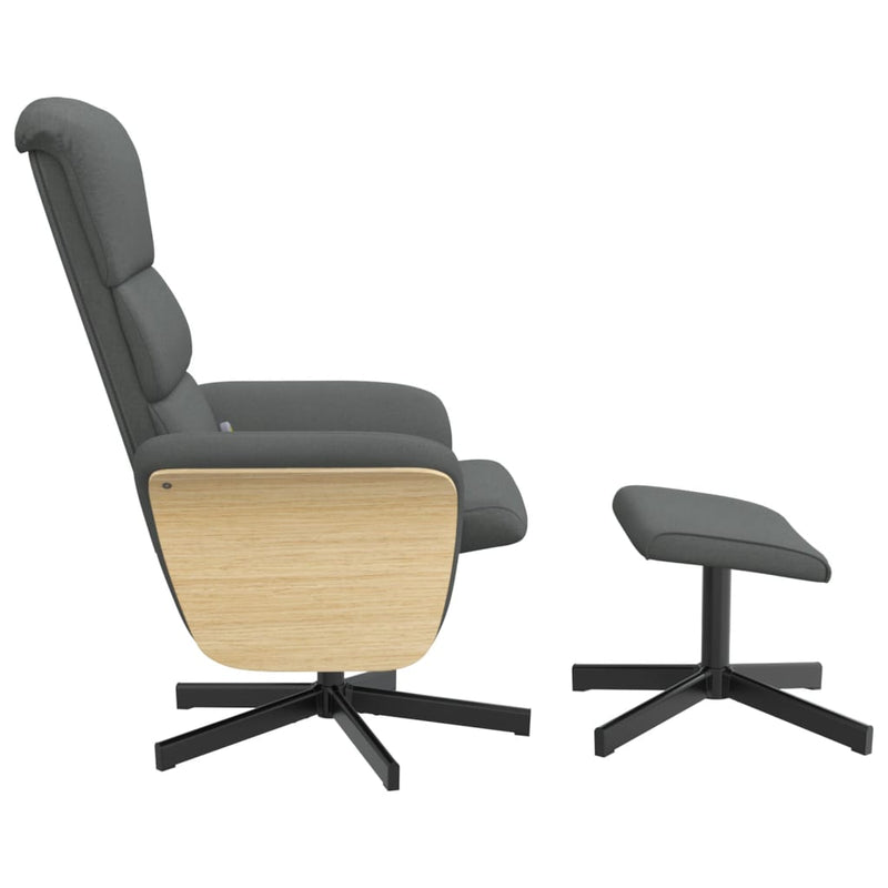 vidaXL Massage Recliner Chair with Footstool Dark Grey Fabric