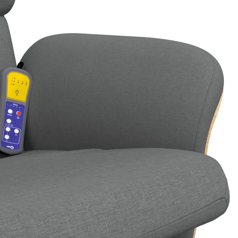 vidaXL Massage Recliner Chair with Footstool Dark Grey Fabric