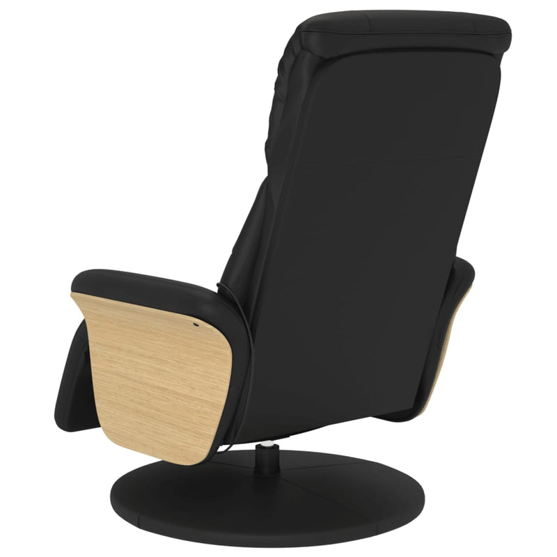 Massage Recliner Chair with Footrest Black Faux Leather