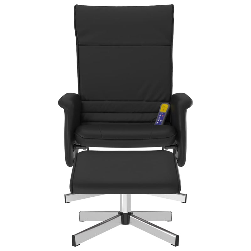vidaXL Massage Recliner Chair with Footstool Black Faux Leather