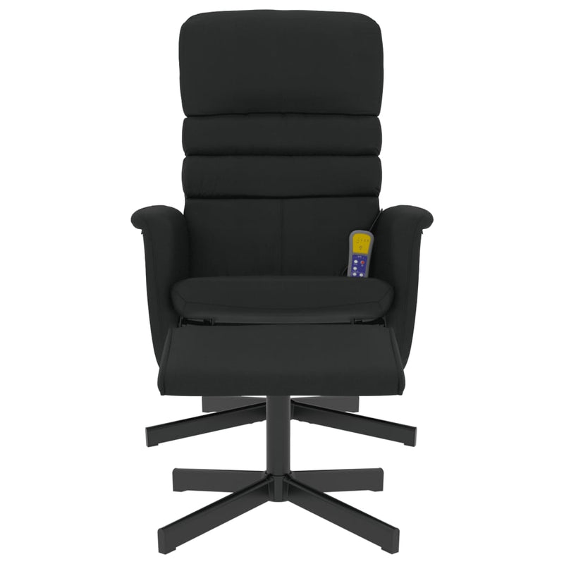 vidaXL Massage Recliner Chair with Footstool Black Faux Leather