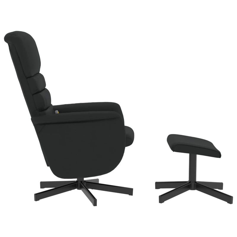 vidaXL Massage Recliner Chair with Footstool Black Faux Leather