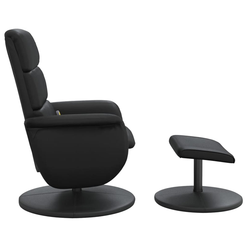 vidaXL Massage Recliner Chair with Footstool Black Faux Leather