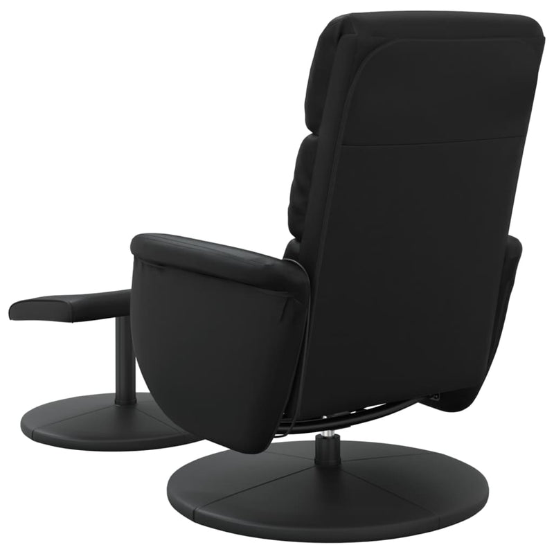 vidaXL Massage Recliner Chair with Footstool Black Faux Leather