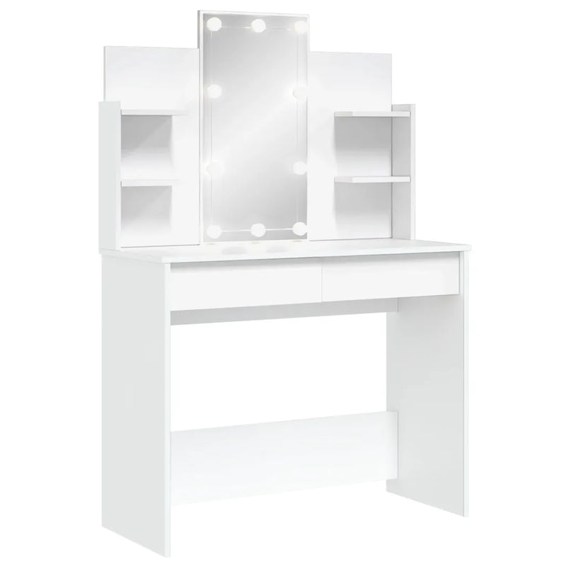 Dressing Table with LED Lights White 96x40x142 cm