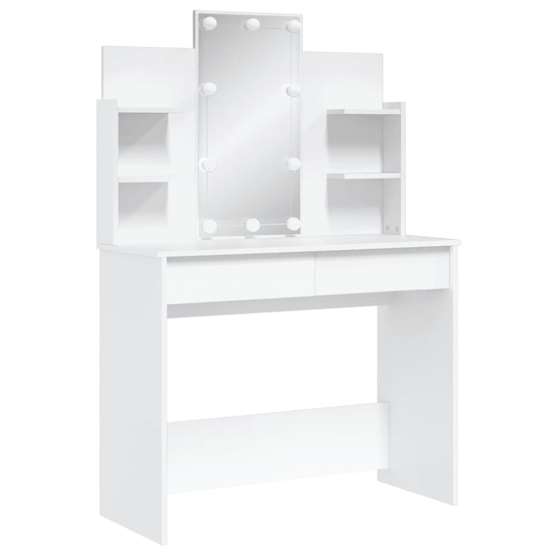 Dressing Table with LED Lights White 96x40x142 cm