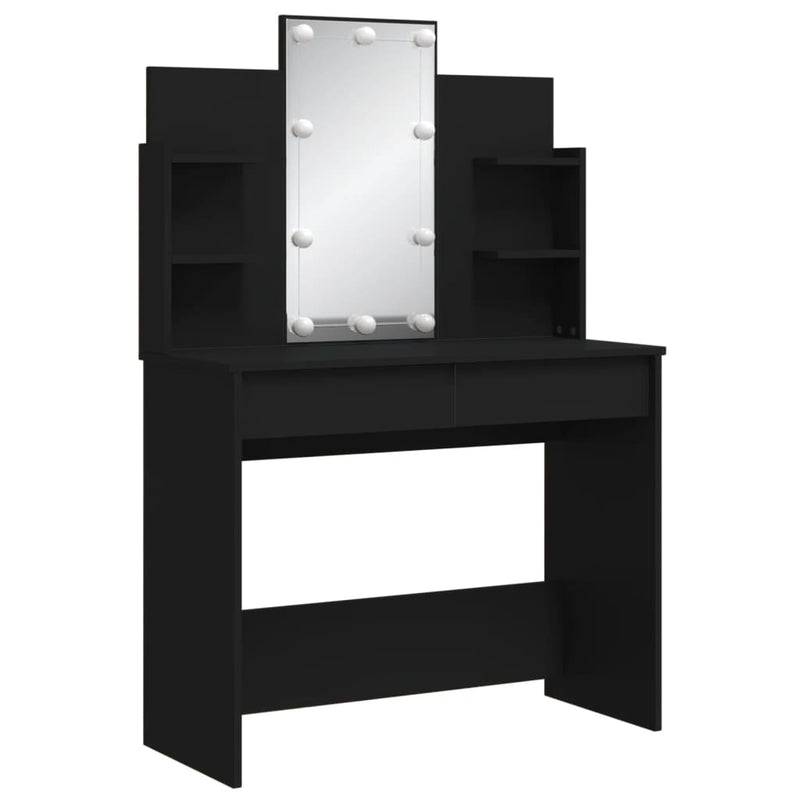 vidaXL Dressing Table with LED Lights Black 96x40x142 cm