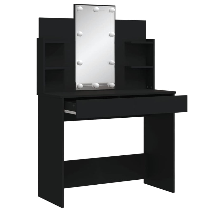vidaXL Dressing Table with LED Lights Black 96x40x142 cm