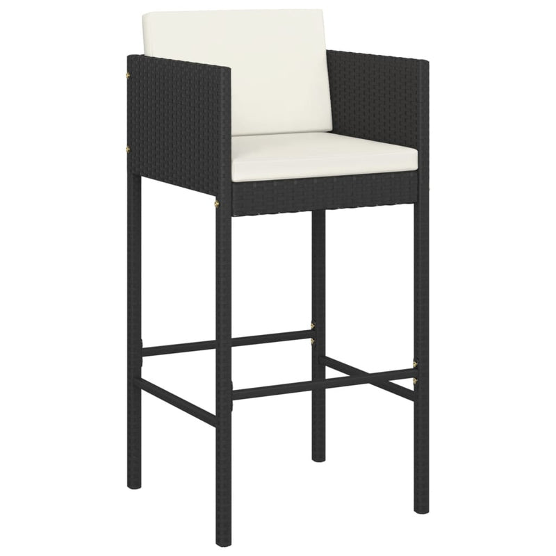 vidaXL 5 Piece Garden Bar Set with Cushions Black Poly Rattan