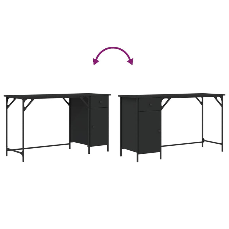 vidaXL Computer Desk Black 131x48x75 cm Engineered Wood
