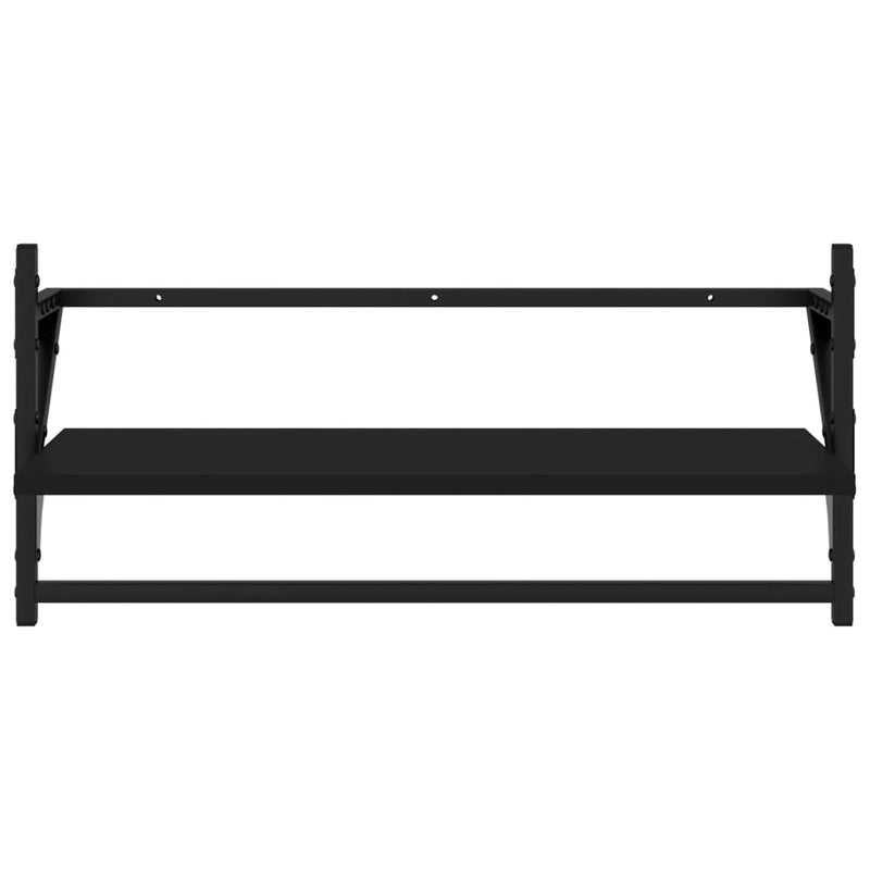 vidaXL 4 Piece Wall Shelf Set with Bars Black Engineered Wood