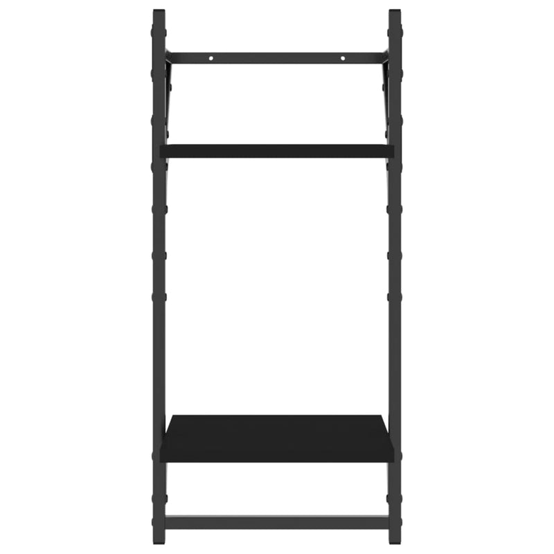 vidaXL 4 Piece Wall Shelf Set with Bars Black Engineered Wood