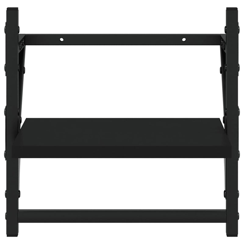 vidaXL 4 Piece Wall Shelf Set with Bars Black Engineered Wood