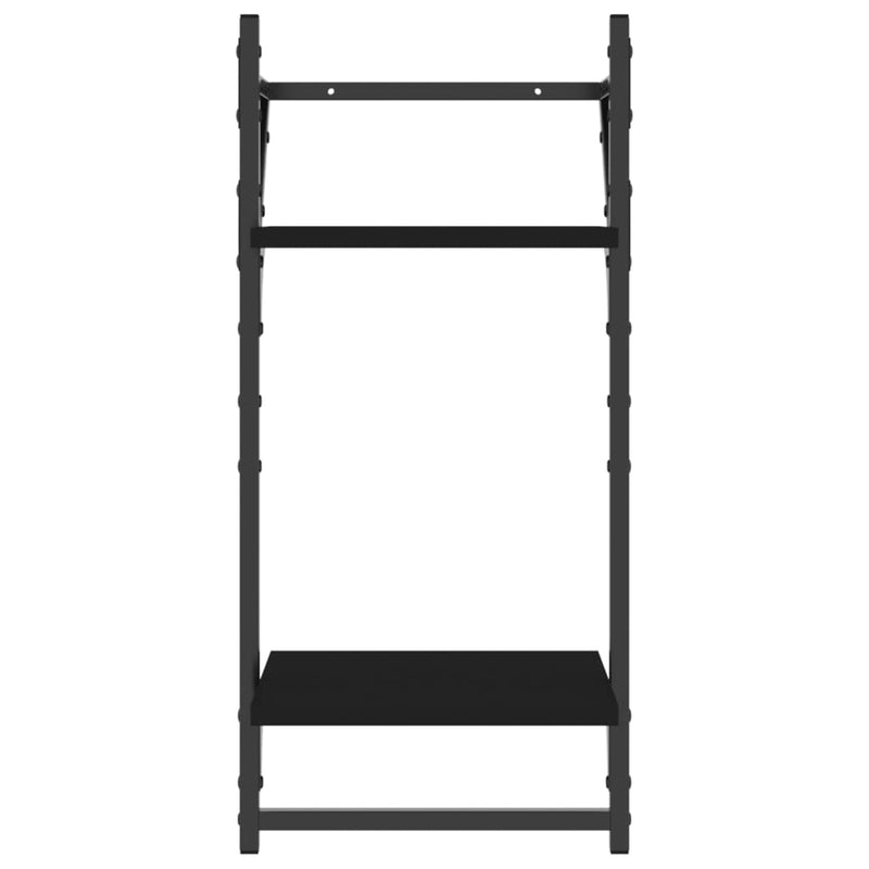 vidaXL 6 Piece Wall Shelf Set with Bars Black Engineered Wood