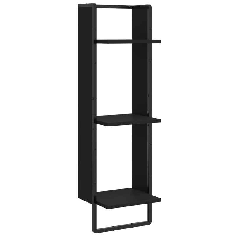 vidaXL 6 Piece Wall Shelf Set with Bars Black Engineered Wood