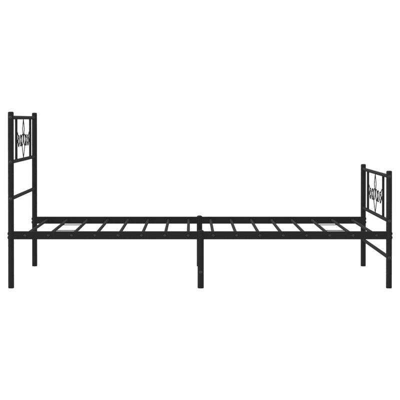 Metal Bed Frame with Headboard and Footboard Black 107x203 cm