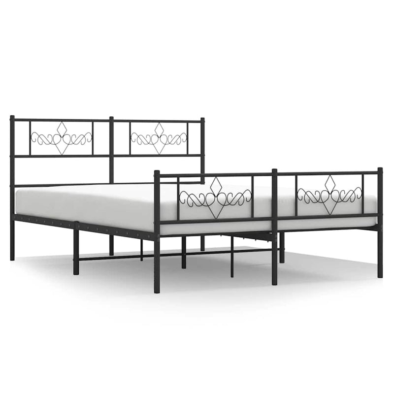 vidaXL Metal Bed Frame without Mattress with Footboard Black 150x200 cm