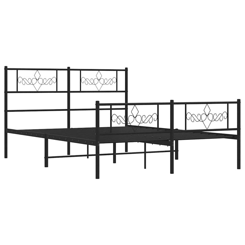 vidaXL Metal Bed Frame without Mattress with Footboard Black 150x200 cm