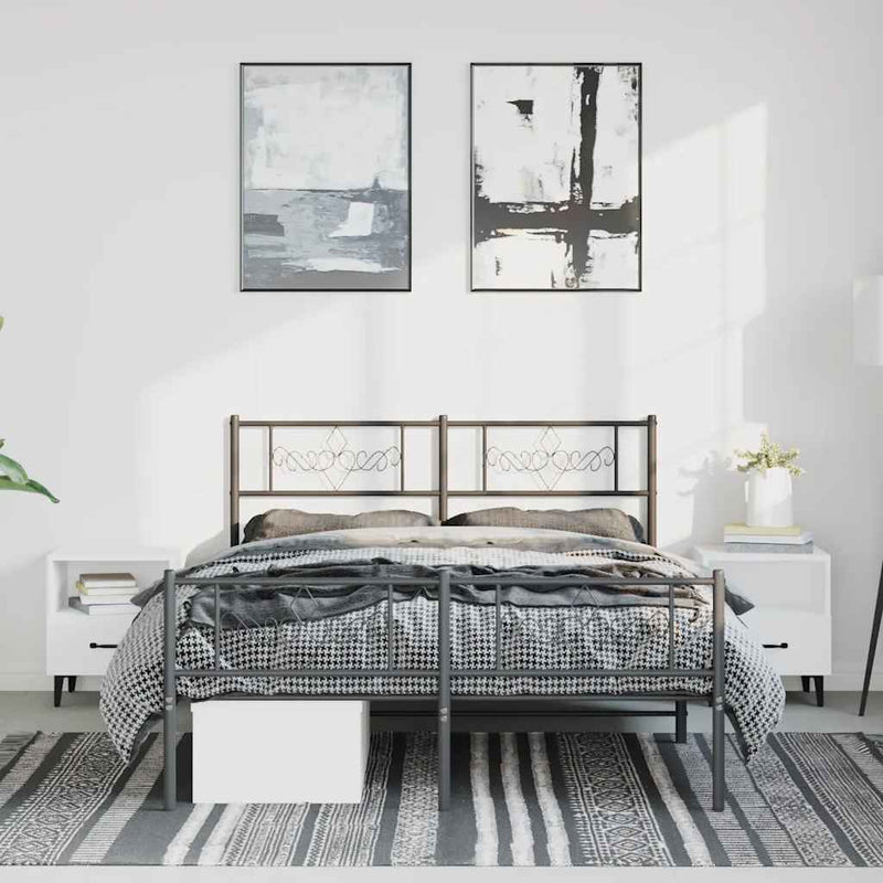 vidaXL Metal Bed Frame without Mattress with Footboard Black 150x200 cm