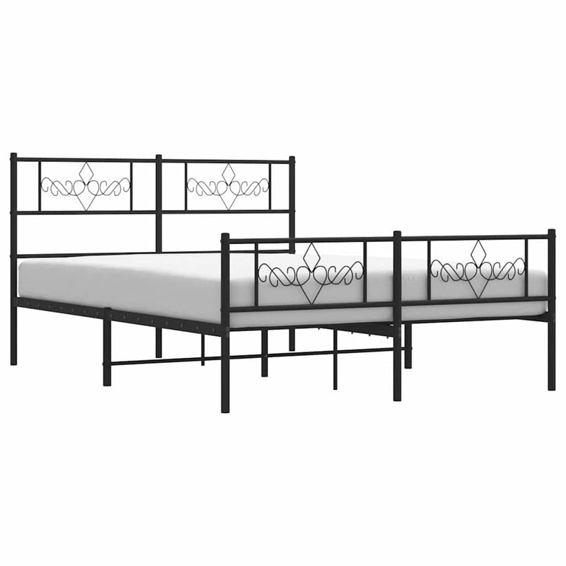 vidaXL Metal Bed Frame without Mattress with Footboard Black 150x200 cm