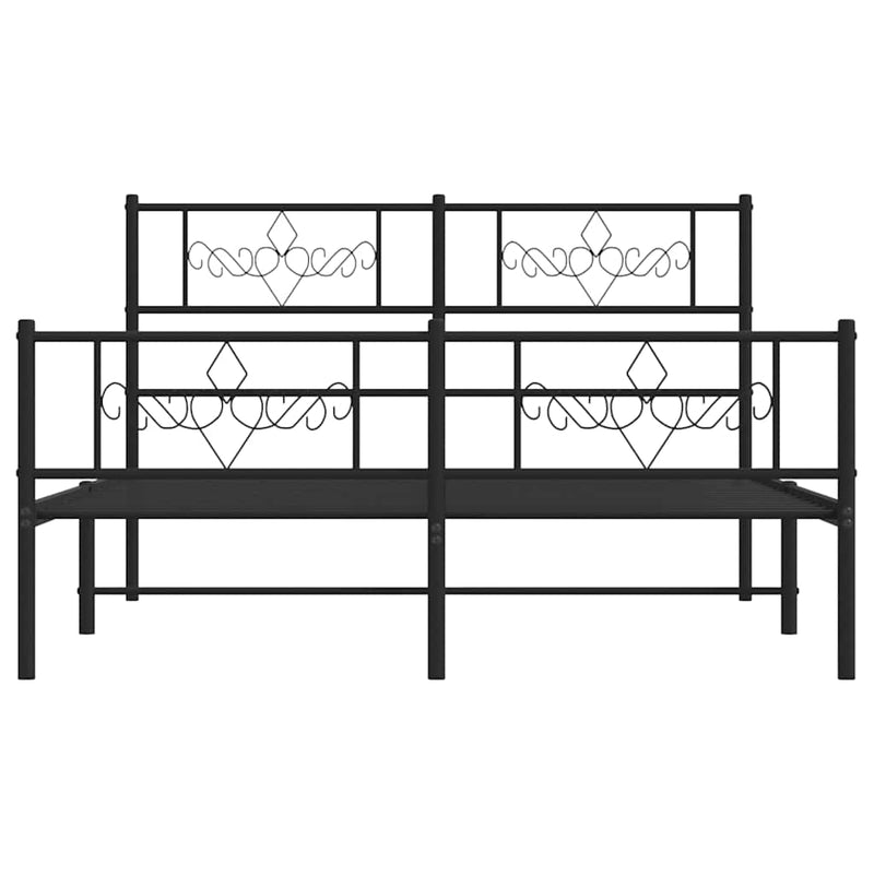 vidaXL Metal Bed Frame without Mattress with Footboard Black 150x200 cm