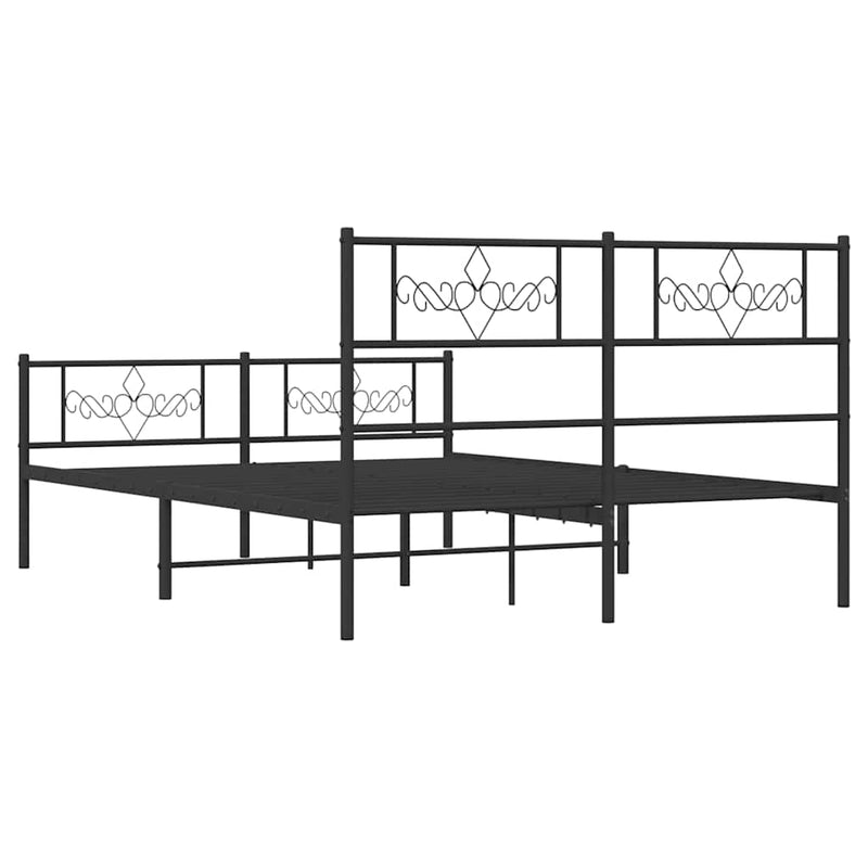 vidaXL Metal Bed Frame without Mattress with Footboard Black 150x200 cm