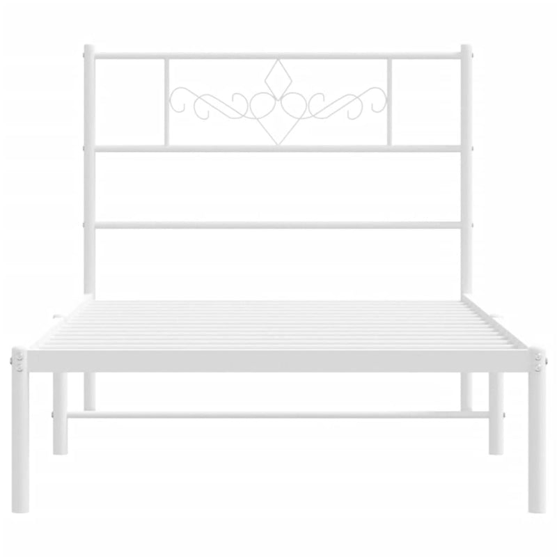 Metal Bed Frame with Headboard White 107x203 cm