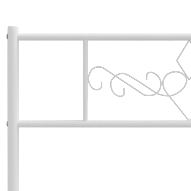 Metal Bed Frame with Headboard White 107x203 cm