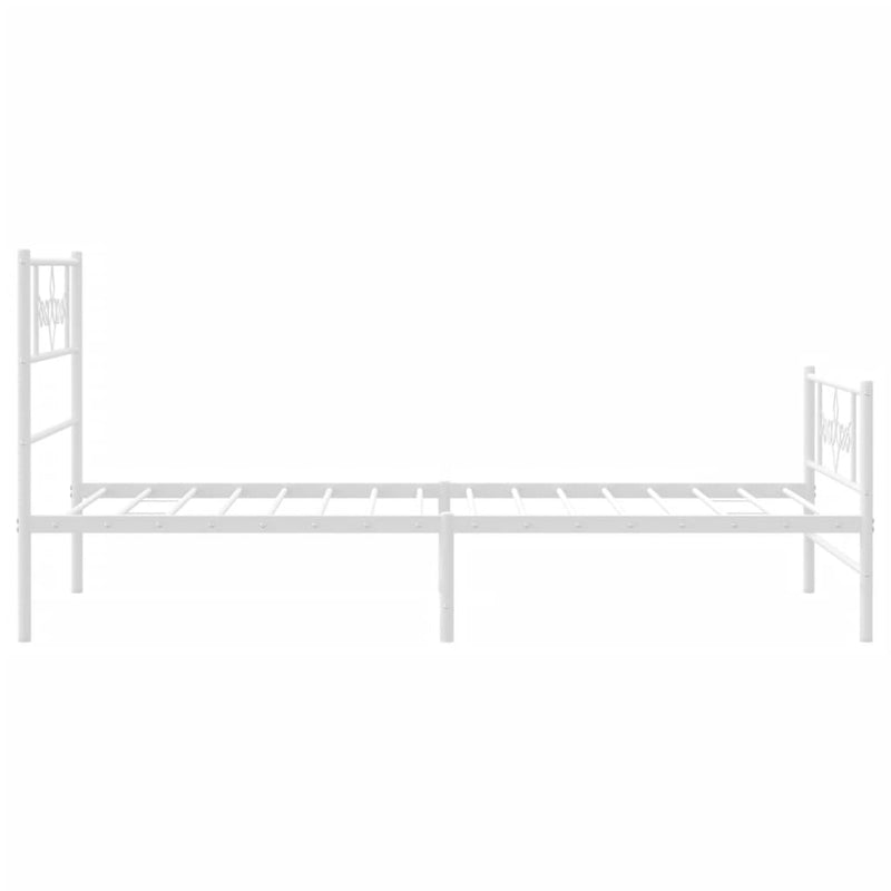 Metal Bed Frame with Headboard and Footboard White 107x203 cm