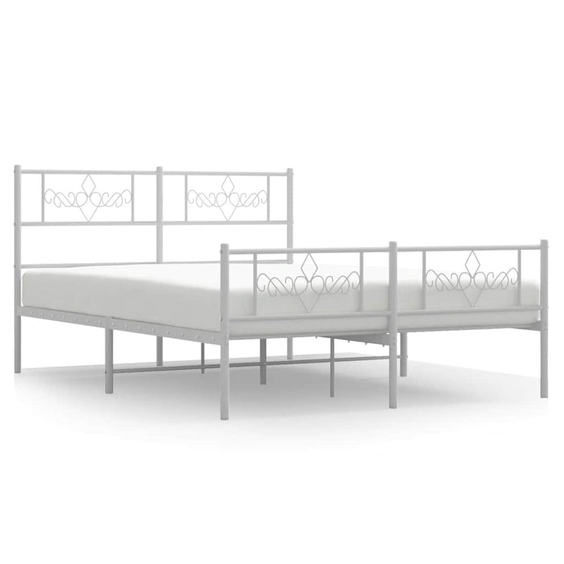 vidaXL Metal Bed Frame without Mattress with Footboard White 150x200 cm