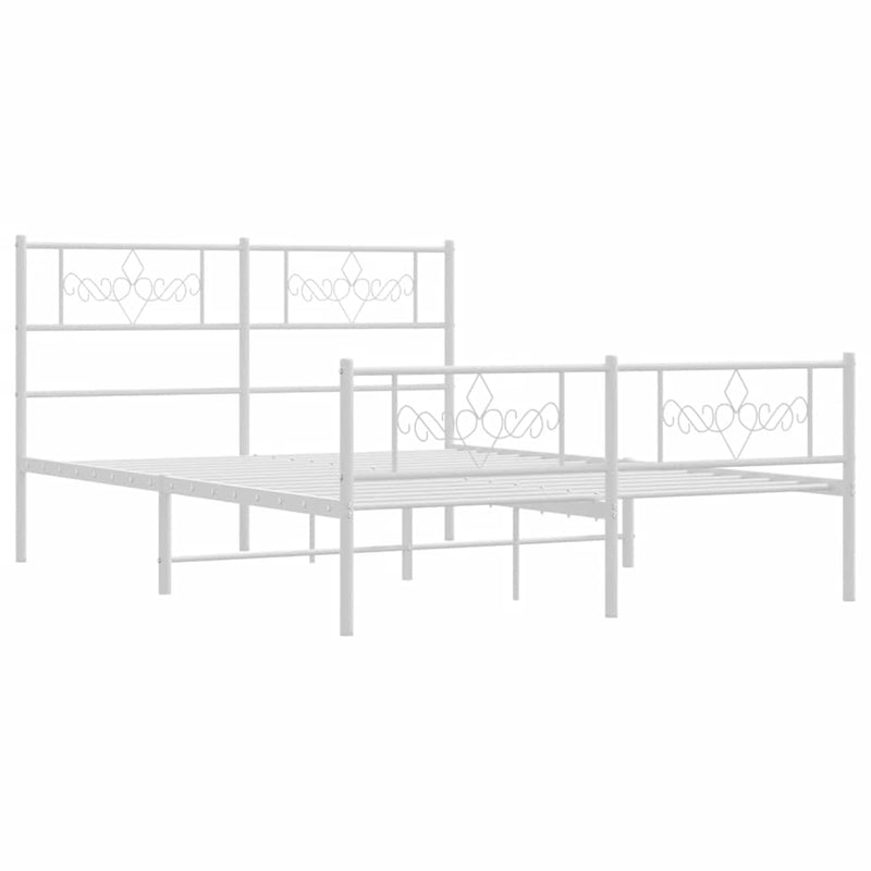 vidaXL Metal Bed Frame without Mattress with Footboard White 150x200 cm