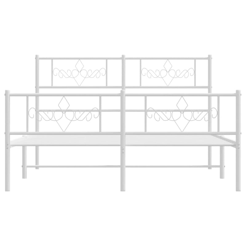 Metal Bed Frame with Headboard and Footboard White 150x200 cm