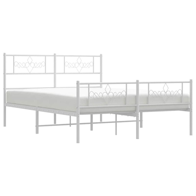 vidaXL Metal Bed Frame without Mattress with Footboard White 150x200 cm
