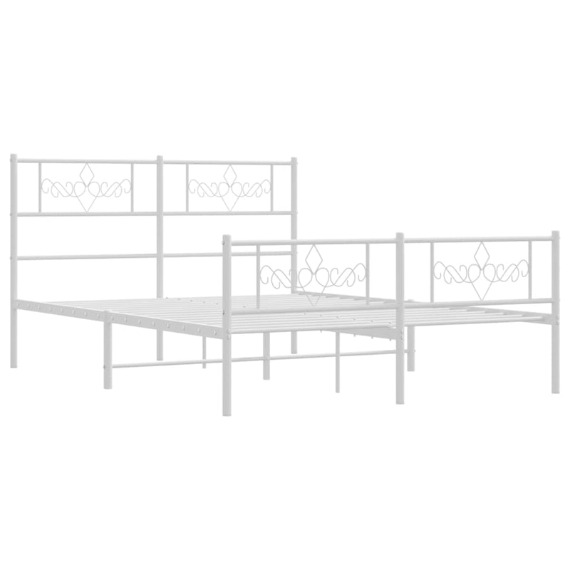 Metal Bed Frame with Headboard and Footboard White 150x200 cm