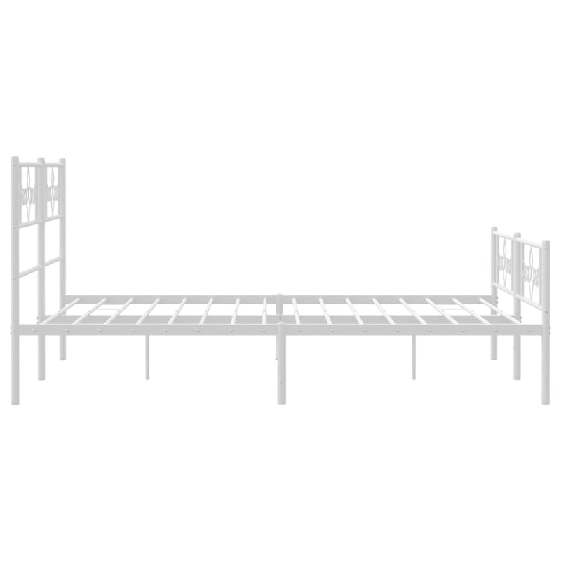 Metal Bed Frame with Headboard and Footboard White 150x200 cm