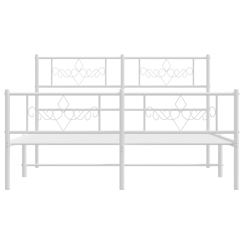 vidaXL Metal Bed Frame without Mattress with Footboard White 150x200 cm
