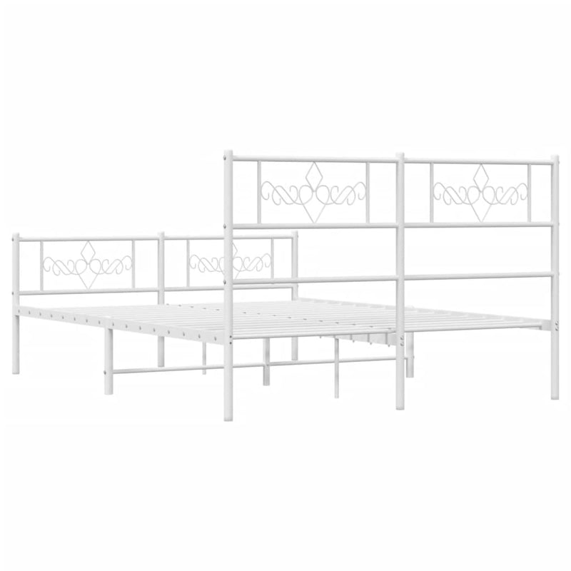 Metal Bed Frame with Headboard and Footboard White 150x200 cm