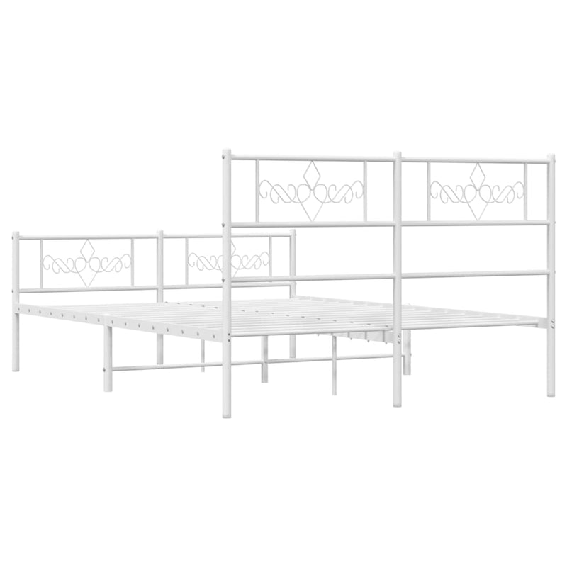 vidaXL Metal Bed Frame without Mattress with Footboard White 150x200 cm