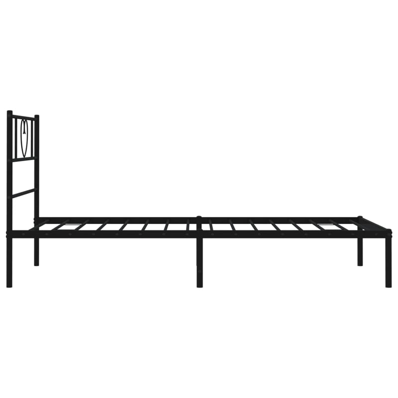 Metal Bed Frame with Headboard Black 107x203 cm