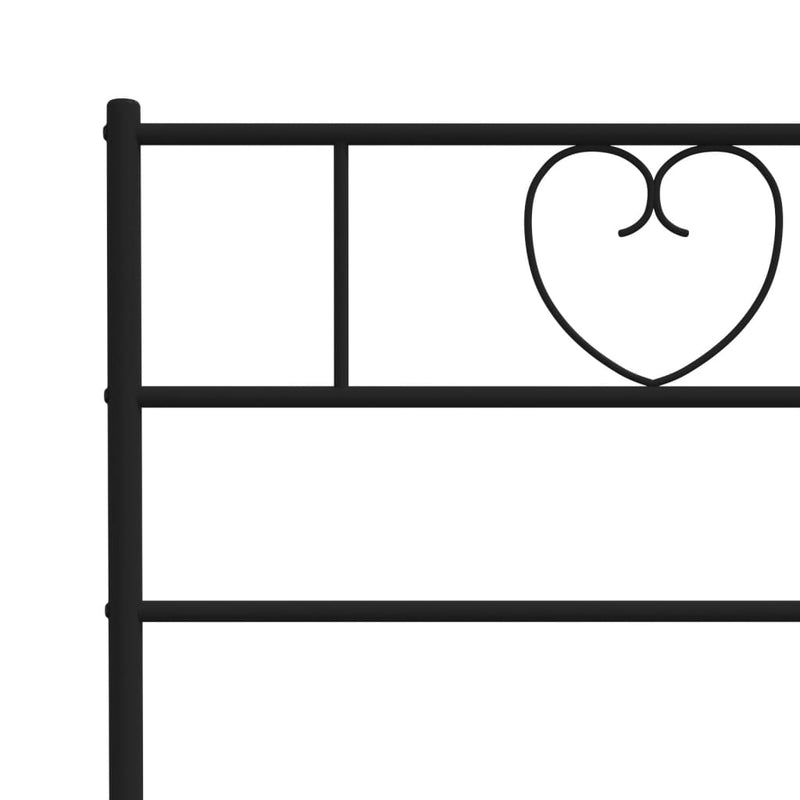 Metal Bed Frame with Headboard Black 107x203 cm