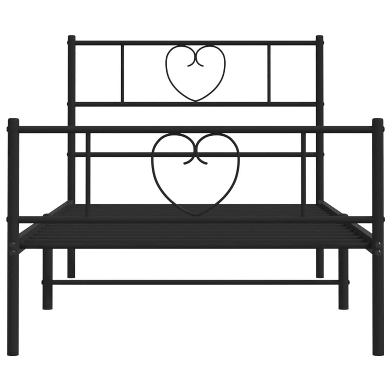 Metal Bed Frame with Headboard and Footboard Black 107x203 cm