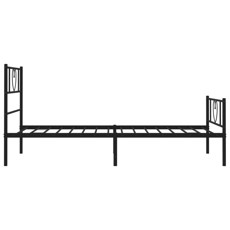 Metal Bed Frame with Headboard and Footboard Black 107x203 cm