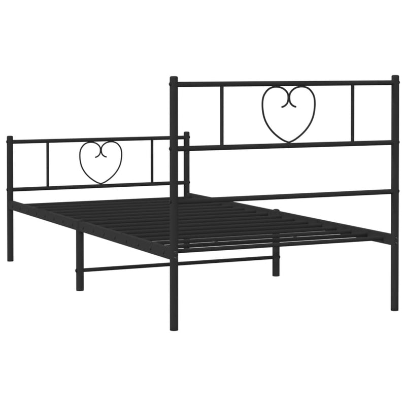 Metal Bed Frame with Headboard and Footboard Black 107x203 cm