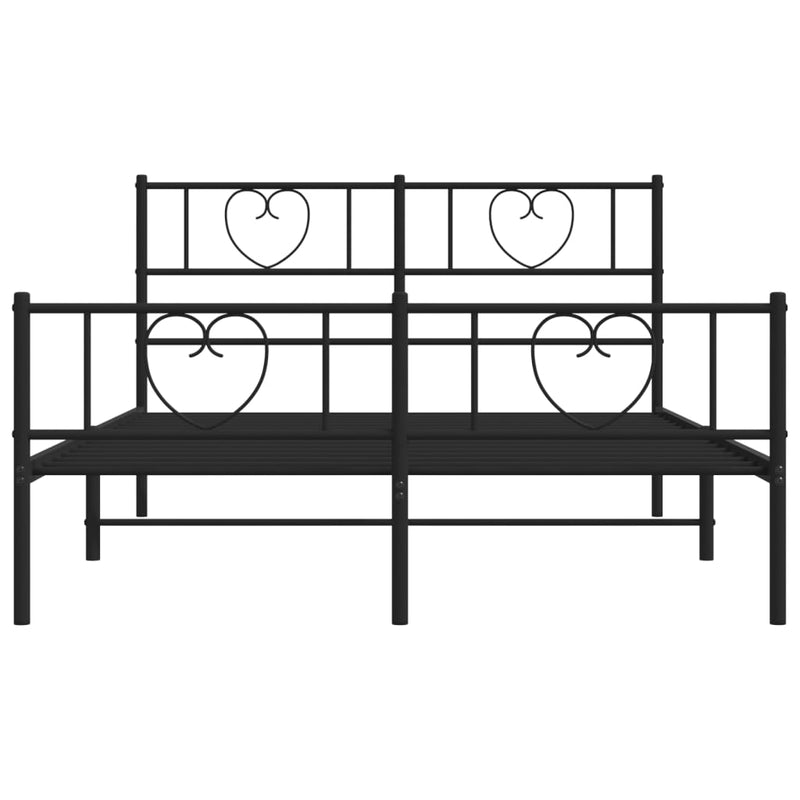 Metal Bed Frame with Headboard and Footboard Black 150x200 cm