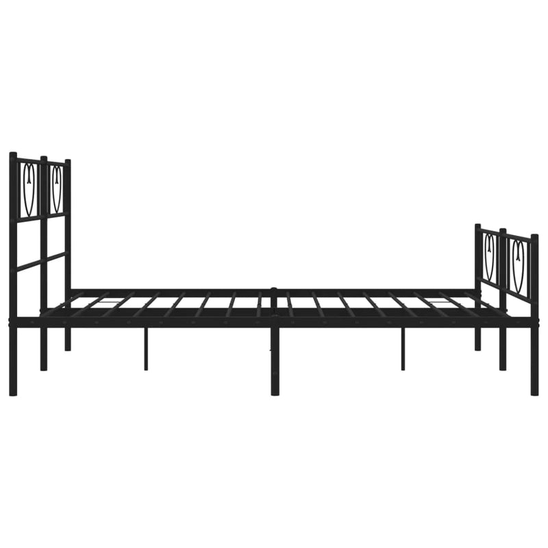 Metal Bed Frame with Headboard and Footboard Black 150x200 cm