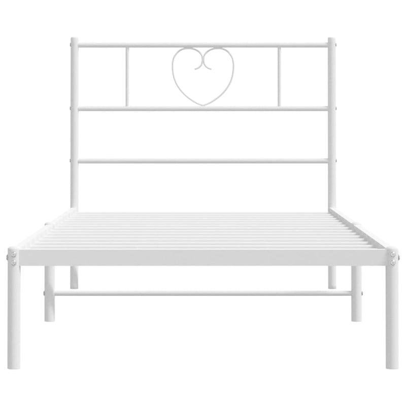 Metal Bed Frame with Headboard White 107x203 cm